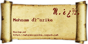 Mehsam Őszike névjegykártya